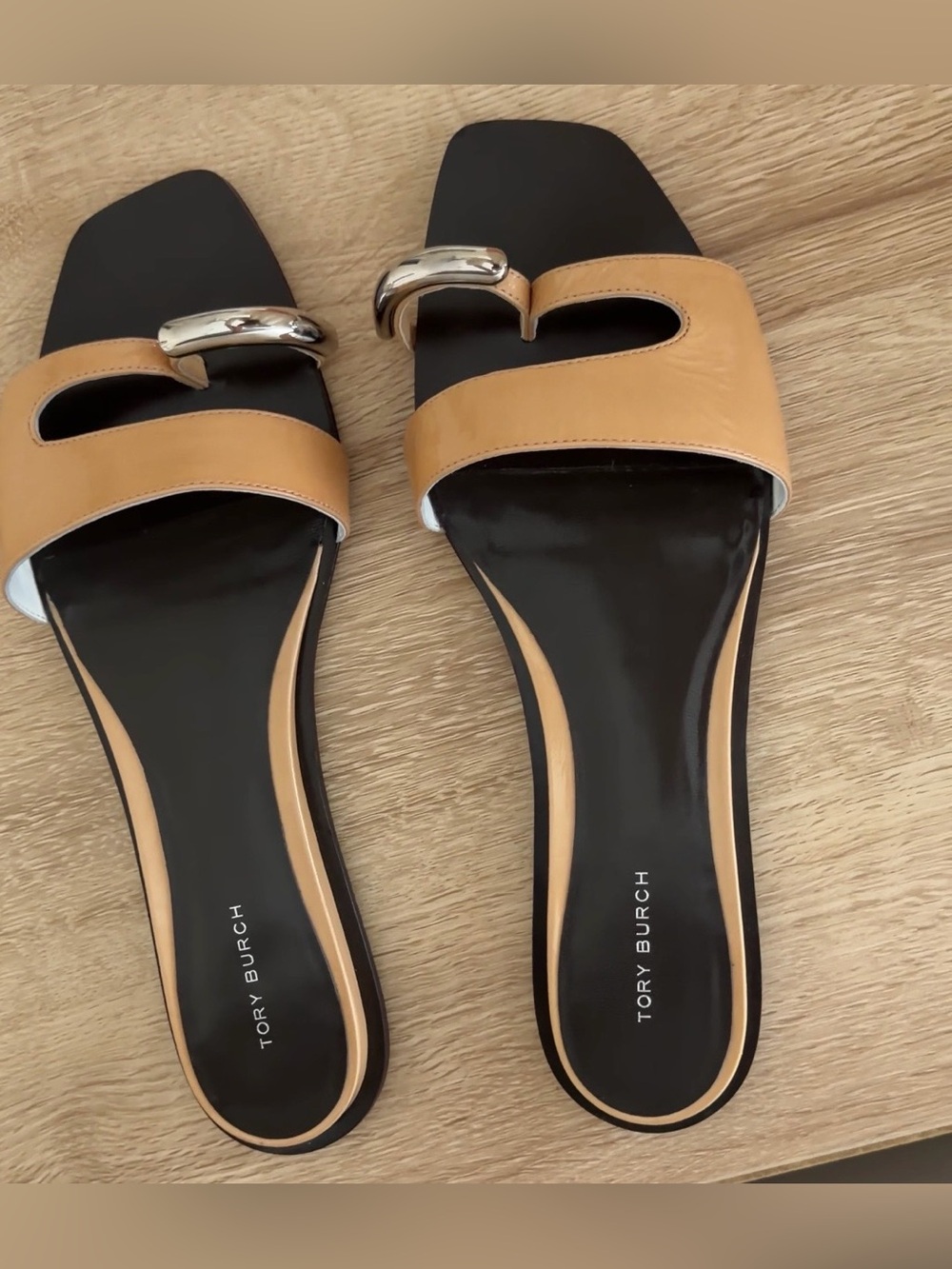 TORY BURCH Pierced Slide Sandals - Cantucci & Silver - Picture 8 of 9